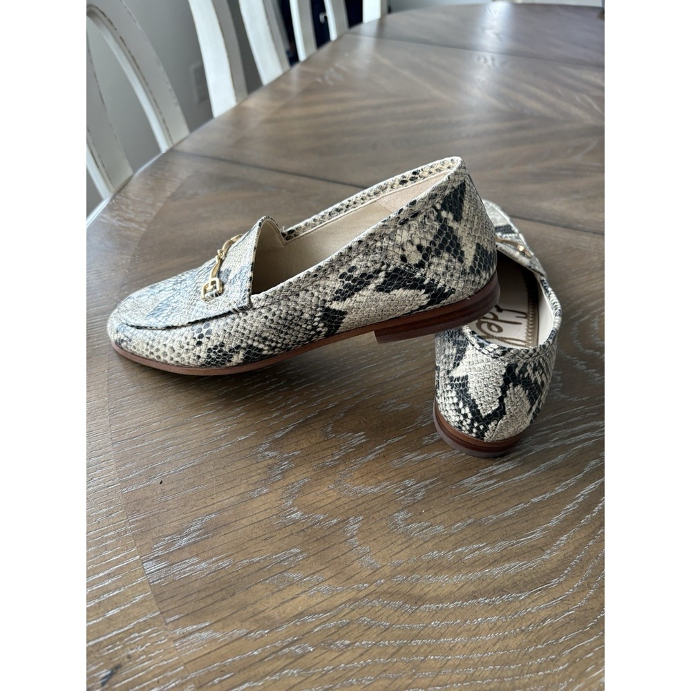 Sam Edelman Loraine Bit Loafer Snakeskin Embossed Leather‎ Flats Black White 7M - Picture 9 of 9